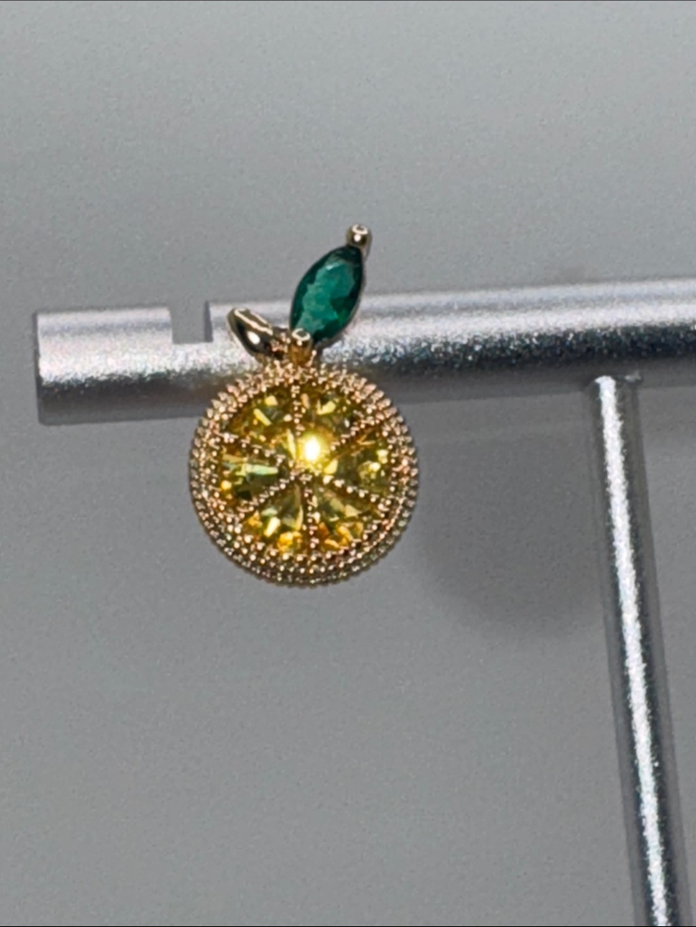 Lemon Slice Rhinestone Stud Earrings Gold Tone - Picture 7 of 13